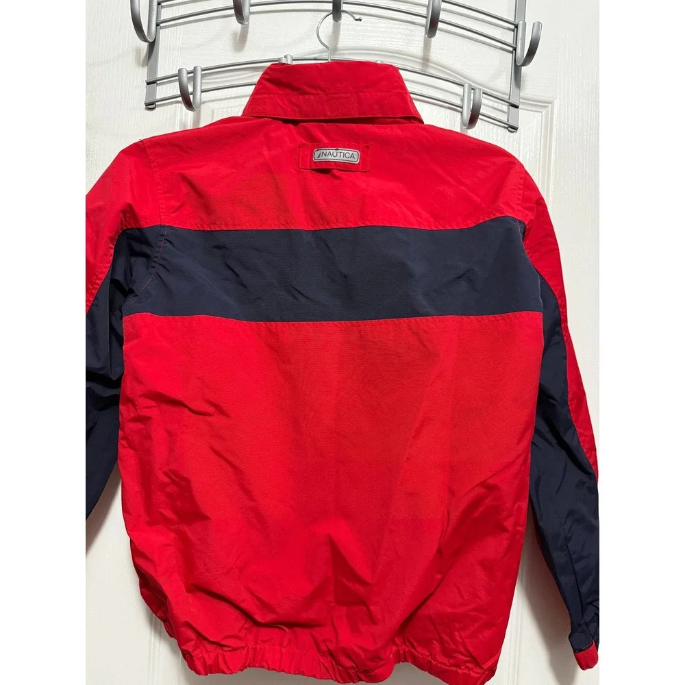 Kids Nautica Red‎ Navy Blue Windbreaker Jacket Size M 10 12 Zip Up Logo